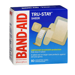 Band-Aid, Tru-Stay Sheer Bandages Assorted Sizes, 80 each