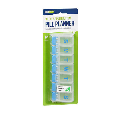Ezy Dose, Pill Planner Weekly Push Button Medium, 1 Each