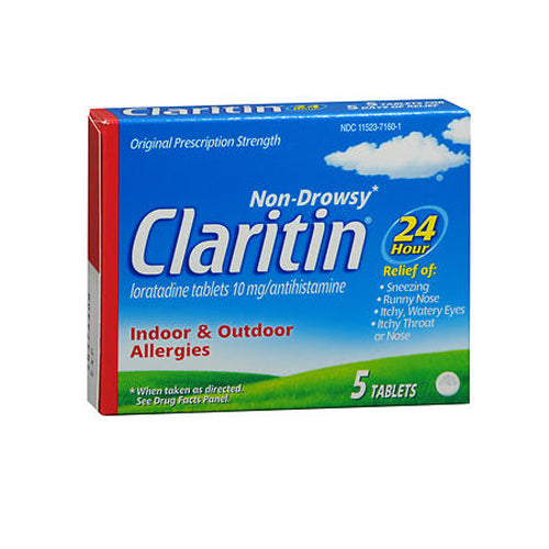 Claritin, Loratadine Antihistamine 24 Hour Allergy Tablets, 10 mg, 5 tabs