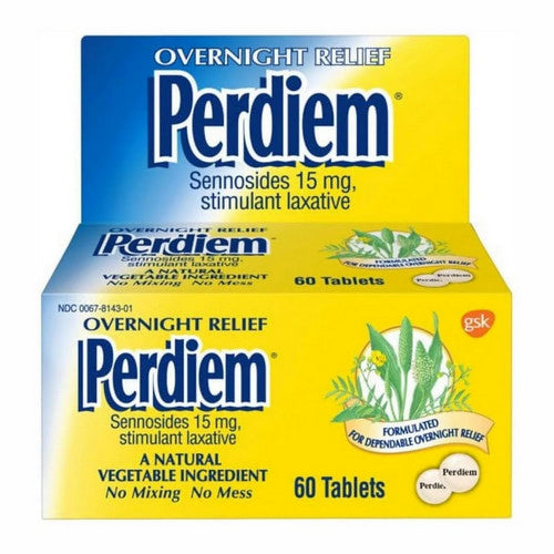 Perdiem, Sennosides Stimulant Laxative Tablets Overnight Relief, 15 Mg, 60 Count