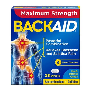 Backaid, Maximum Strength Backache Pain Relief, 28 Caplets