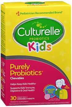 Culturelle, Kids Purely Probiotics Chewable Tablets Bursting Berry, 30 Count