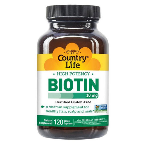 Country Life, Biotin High Potency, 10 Mg, 120 Veg Caps