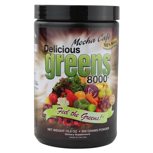 Greens World Inc, Delicious Greens 8000 Mocha Café, Mocha Cafe Flavor 10.6 oz