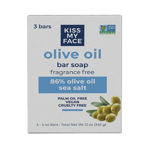 Kiss My Face, Olive Oil Bar Soap Fragrance Free, 3 X 4 Oz
