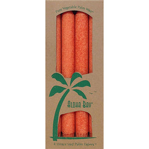 Aloha Bay, Palm 9 Inch Tapers Unscented Candles Burnt Orange, 4 Count