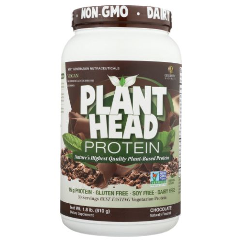Genceutic Naturals, Plant Head Protein Powder, Chocolate 1.8 LBS