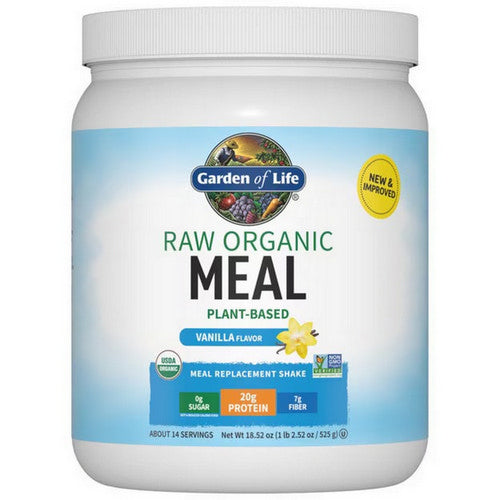 Garden of Life, Raw Organic Meal Replacement Protein Powder Vanilla, 525 Grams