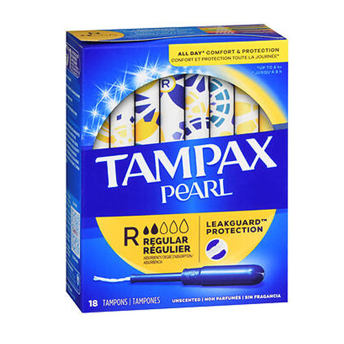 Tampax, Pearl Tampons Regular Absorbency Unscented, 18 Count