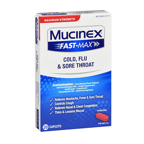 Mucinex, Fast-Max Cold Flu Sore Throat, 20 Caplets