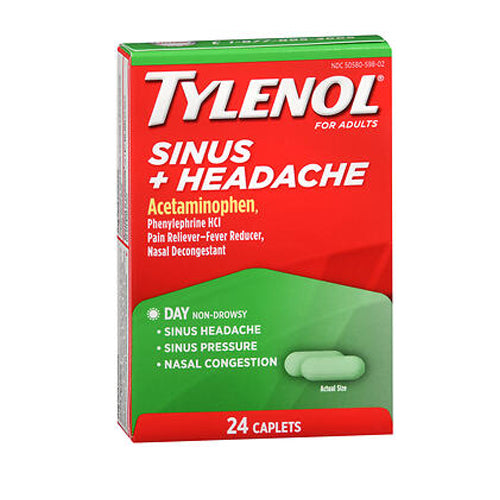 Tylenol, Sinus Plus Headache Caplets Day, 24 Caps