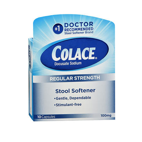 Colace, Docusate Sodium Regular Strength Stool Softener, 100 mg, 10 Caps