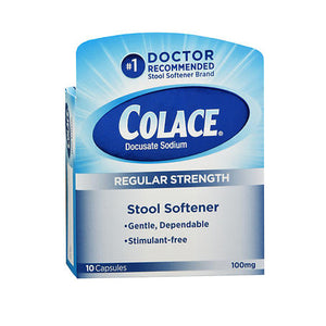 Colace, Docusate Sodium Regular Strength Stool Softener, 100 mg, 10 Caps