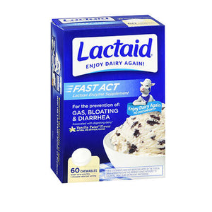 Lactaid, Fast Act Lactase Enzyme Supplement Chewable Tablets Vanilla Twist, 60 Count