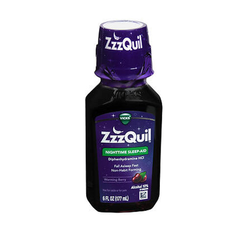 Vicks, Zzzquil Diphenhydramine Hcl Nighttime Sleep-Aid Liquid Warming Berry, 6 Oz