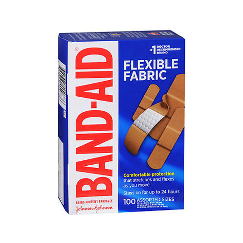 Band-Aid, Flexible Fabric Adhesive Bandages Assorted Sizes, 100 Count