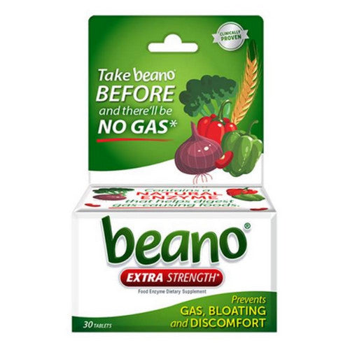 Beano, Food Enzyme Tablets Extra Strength, 30 Tablets