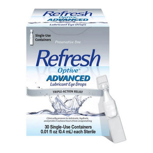 Refresh, Optive Advanced Lubricant Eye Drops Single-Use Containers, 30 Count
