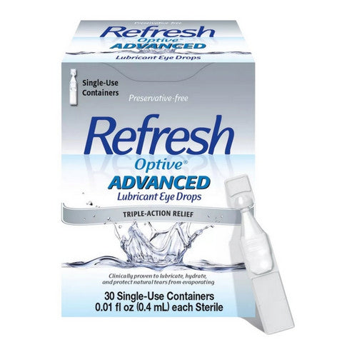 Refresh, Optive Advanced Lubricant Eye Drops Single-Use Containers, 30 Count