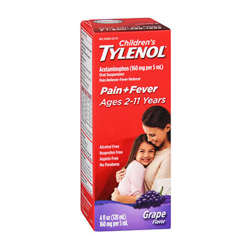 Tylenol, Children'S Pain Plus Fever Acetaminophen Oral Suspension Grape, 160 Mg, 4 Oz