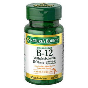 Nature's Bounty, Quick Dissolve Vitamin B-12 Methylcobalamin, 1000 Mcg, 60 Tabs