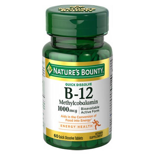 Nature's Bounty, Quick Dissolve Vitamin B-12 Methylcobalamin, 1000 Mcg, 60 Tabs