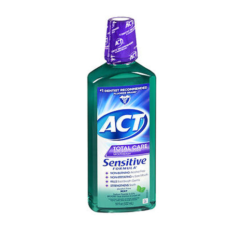 Act, Total Care Sensitive Formula Anticavity Fluoride Mouthwash Mild Mint, 18 Oz