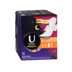 U By Kotex, All Nighter Pads Overnight, 14 Each