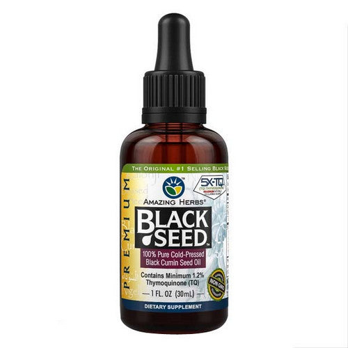Amazing Herbs, Black Seed, 100% Pure Cold-Pressed Black Cumin Seed Oil, 1 Oz