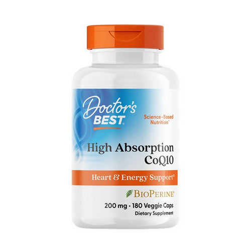 Doctors Best, High Absorption CoQ10 With BioPerine, 200 mg, 180 Veggie Caps