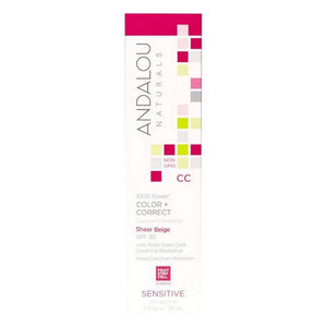 Andalou Naturals, 1000 Roses Cc Color + Correct Sheer Tan Spf 30, 2 Oz
