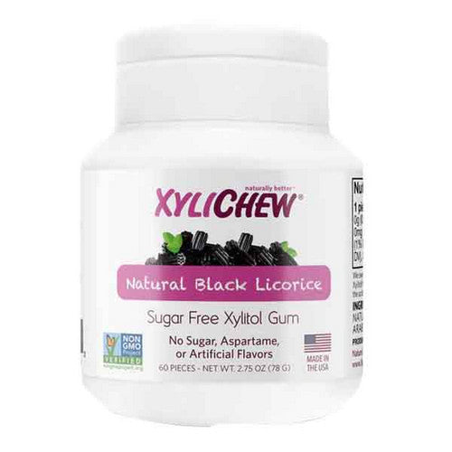 Xylichew, Xylitol Chewing Gum Natural Black Licorice, 60 Count