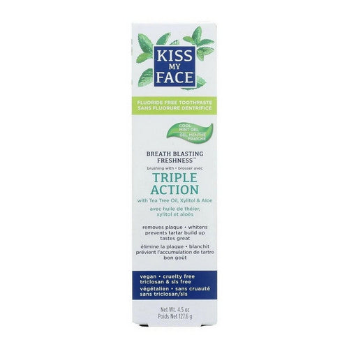 Kiss My Face, Triple Action Toothpaste Herbal Mint Gel, 4.5 Oz