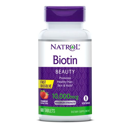 Natrol, Fast Dissolve Biotin, 10,000 Mcg, 60 Tabs