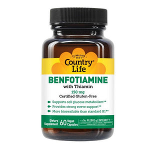 Country Life, Benfotiamine With Thiamin, 150 Mg, 60 Veg Caps