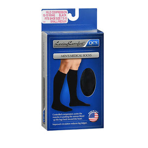 Qcs, Men'S Medical Socks Mild Compression Small And Medium Black, 1 Pair