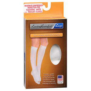 Loving Comfort, Anti-Embolism Stockings Moderate Compression Inspection Toe Regular X-Large White, 1 Pair