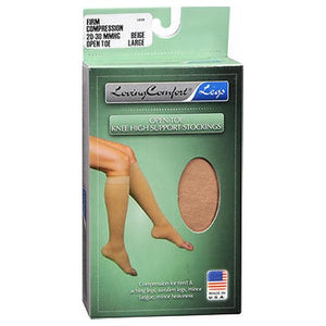 Scott Specialties, Loving Comfort Knee High Support Stockings Firm Beige Open Toe, 2 Pairs