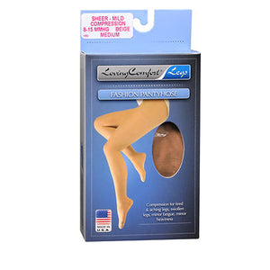 Loving Comfort, Fashion Pantyhose Sheer Mild Compression Medium Beige, 1 Each