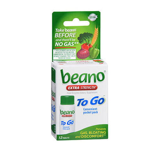 Beano, To Go Food Enzyme Dietary Supplement, 12 Tabs