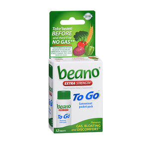 Beano, To Go Food Enzyme Dietary Supplement, 12 Tabs