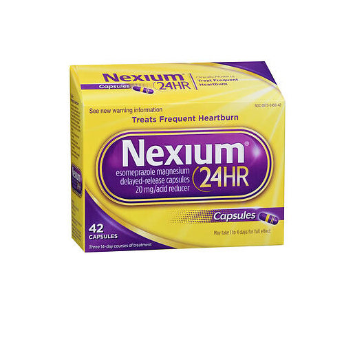 Nexium 24HR, Esomeprazole Magnesium Acid Reducer Capsules, 20 Mg, 42 Caps