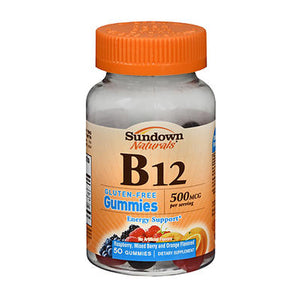 Sundown Naturals, Vitamin B12 Gummies Assorted Fruit Flavors, 500 mcg, 50 Count