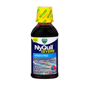 Vicks, NyQuil Severe Cold And Flu Liquid Berry Flavor, 12 Oz