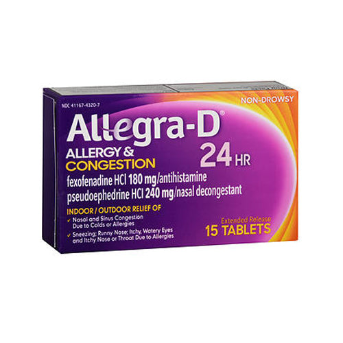 Allegra, 24 Hour Allergy & Congestion Extended Release Tablets, 15 Tabs
