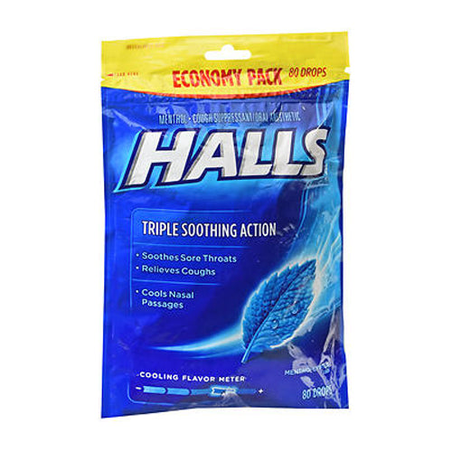 Halls, Cough And Throat Relief Menthol Drops Mentho-Lyptus, 80 Each