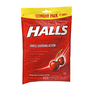 Halls, Mentho-Lyptus Drops Cherry, 80 Count
