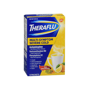 Theraflu, Multi-Symptom Severe Cold Packets Green Tea & Honey Lemon Flavors, 6 Each