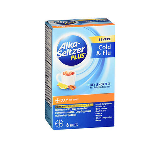 Alka-Seltzer, Plus Severe Cold And Flu Packets Day Honey Lemon Zest, 6 Count