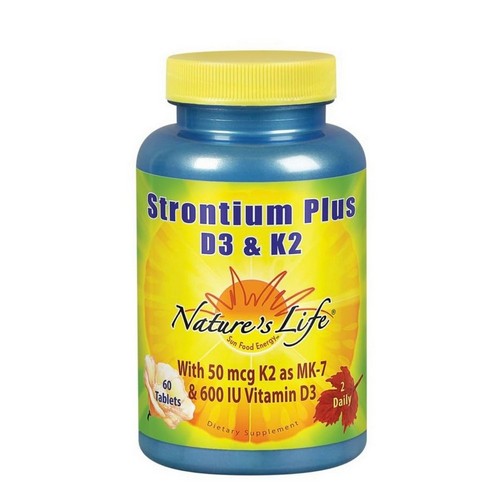Nature's Life, Strontium Plus D3 And K2, 60 Tabs